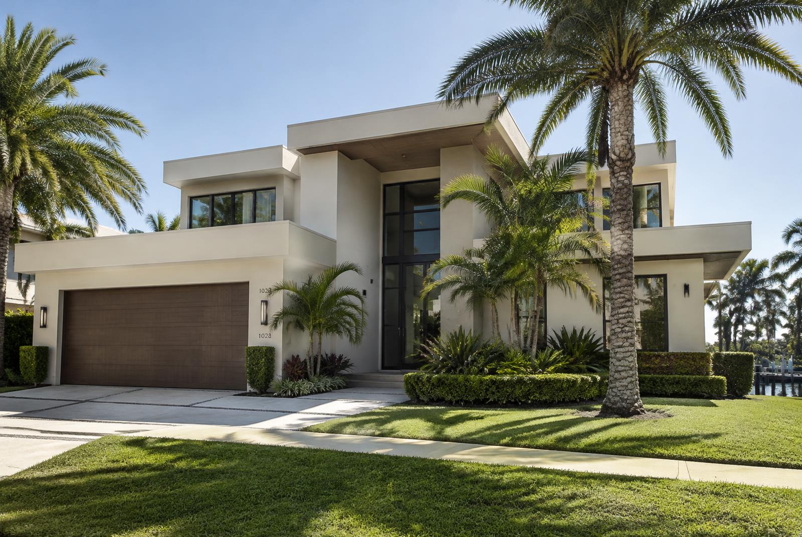 Contemporary Florida coastal home in daylight without lighting